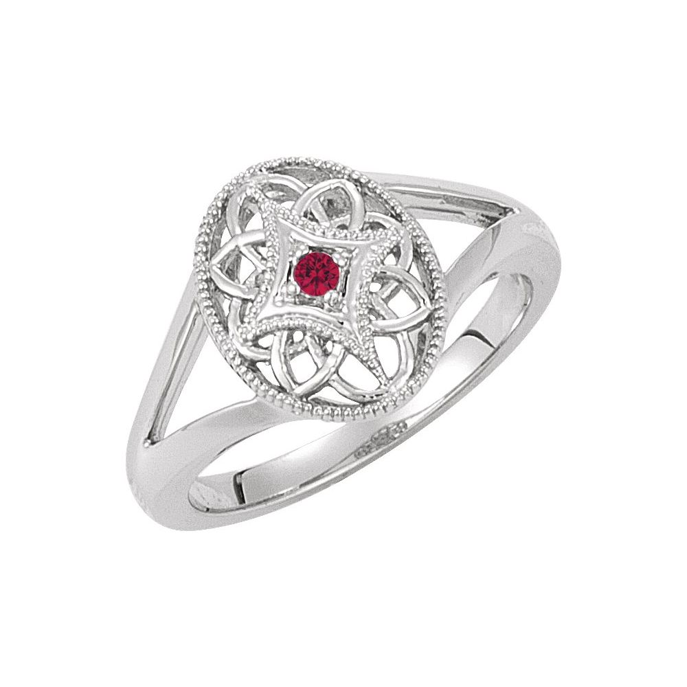 0.05 Ct Lab Grown Ruby Round Cut Yohanna  in 9K White Gold