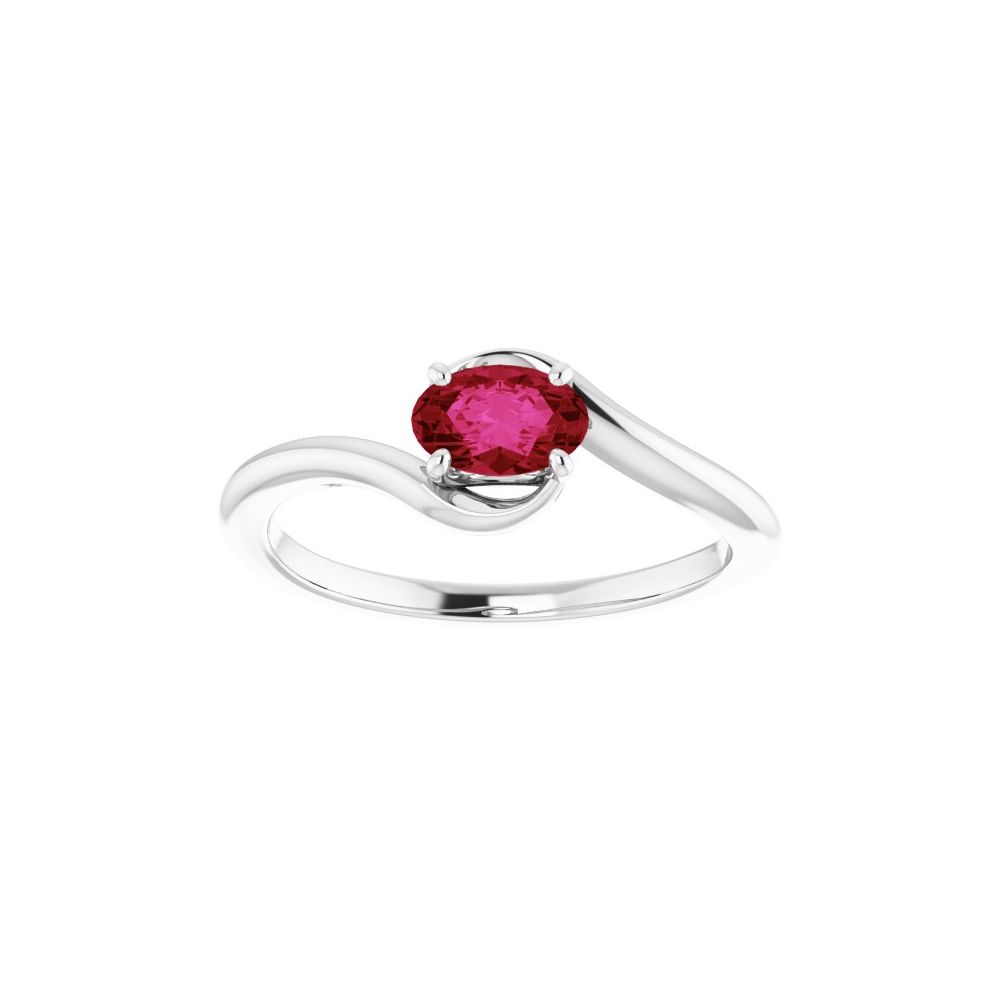 0.6 Ct Lab Grown Ruby Oval Cut  in 9K White Gold