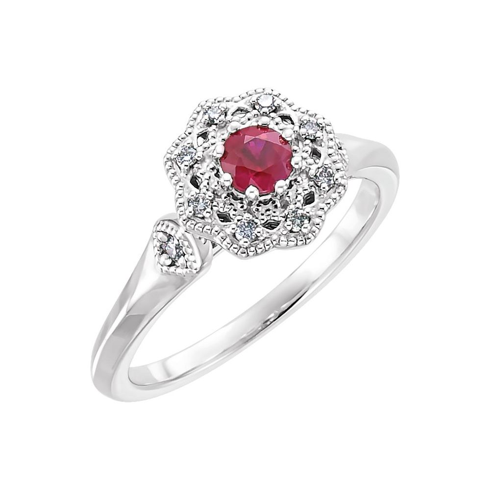 0.45 Ct Lab Grown Ruby Round Cut  in 9K White Gold