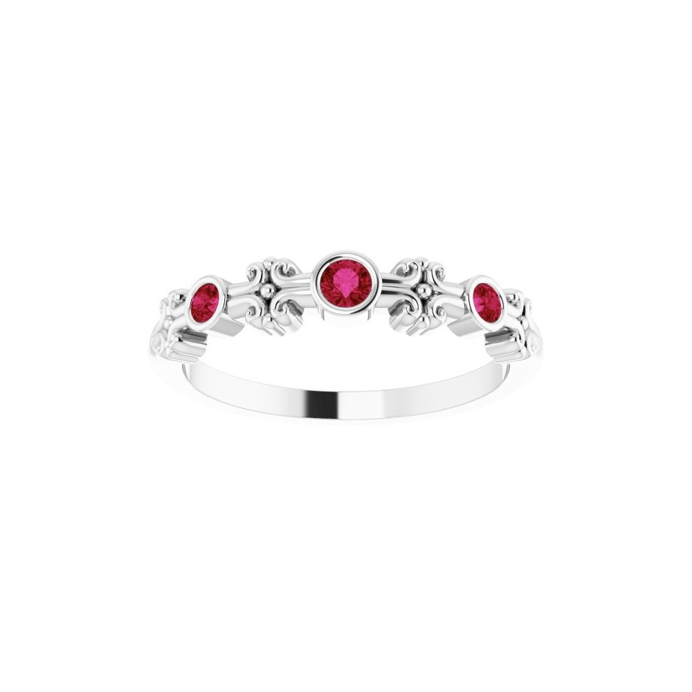 0.2 Ct Lab Grown Ruby Round Cut  in 9K White Gold