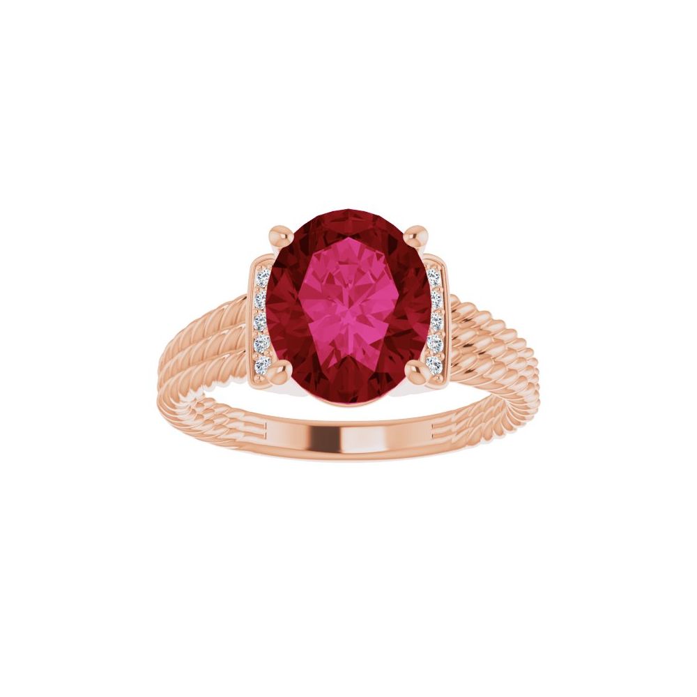 3.2 Ct Lab Grown Ruby Oval Cut Zayah  in 9K White Gold