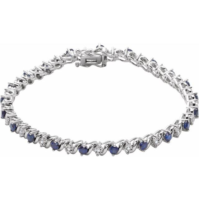 2.6 Ct Blue Sapphire Round Cut Botill  Bracelets in Silver 925