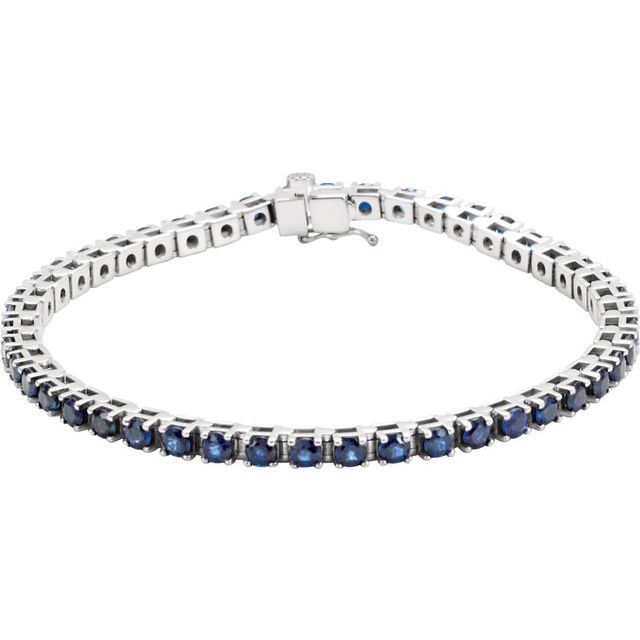 6.1 Ct Blue Round Cut  Sapphire Bracelets in Silver 925