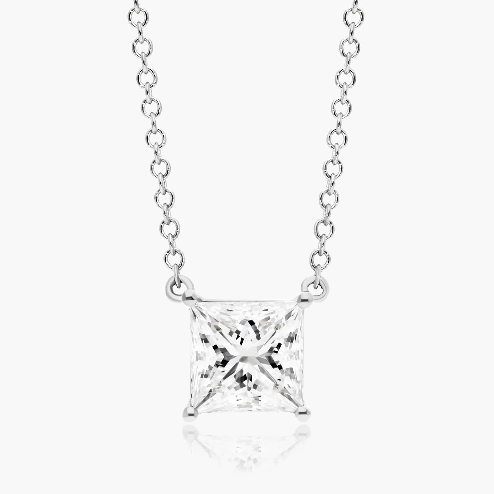 IGI Certified 2 Ct Lab-Created Diamond Princess Cut Toriana  Next Day Delivery Pendants Necklaces in Platinum(950)