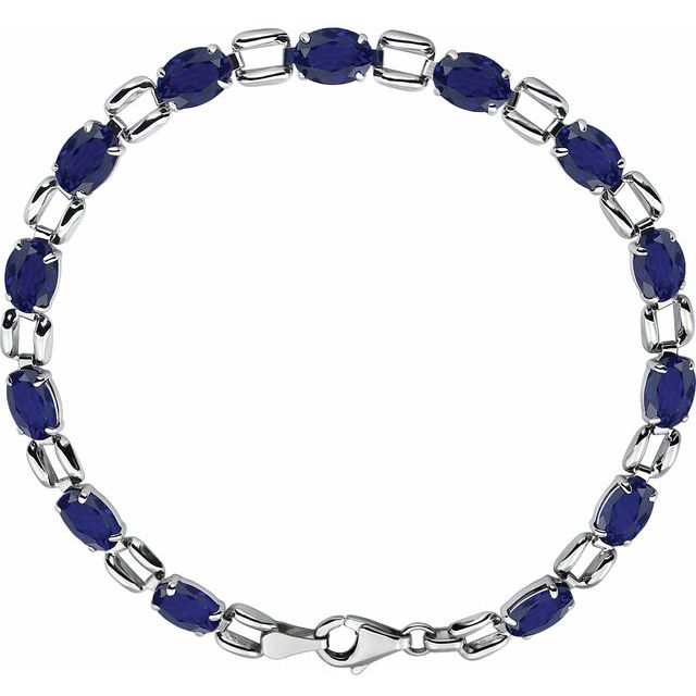 13 Ct Blue Sapphire Oval Cut Talli  Bracelets in Silver 925