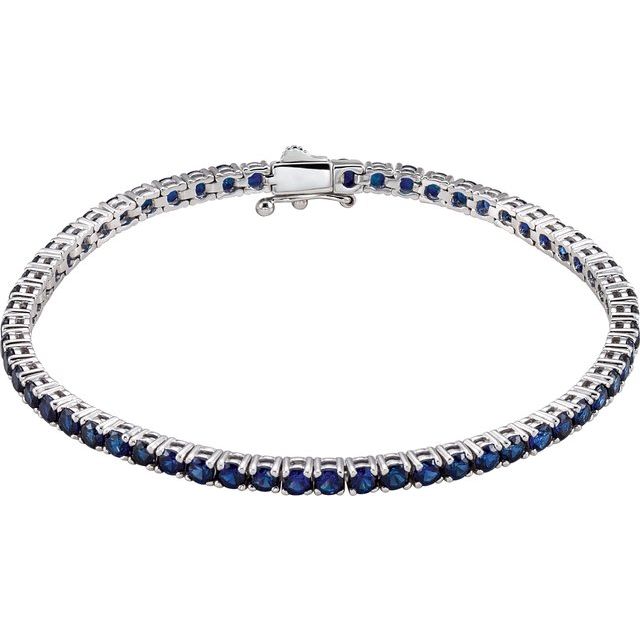 9 Ct Blue Sapphire Round Cut Trenna  Bracelets in Silver 925