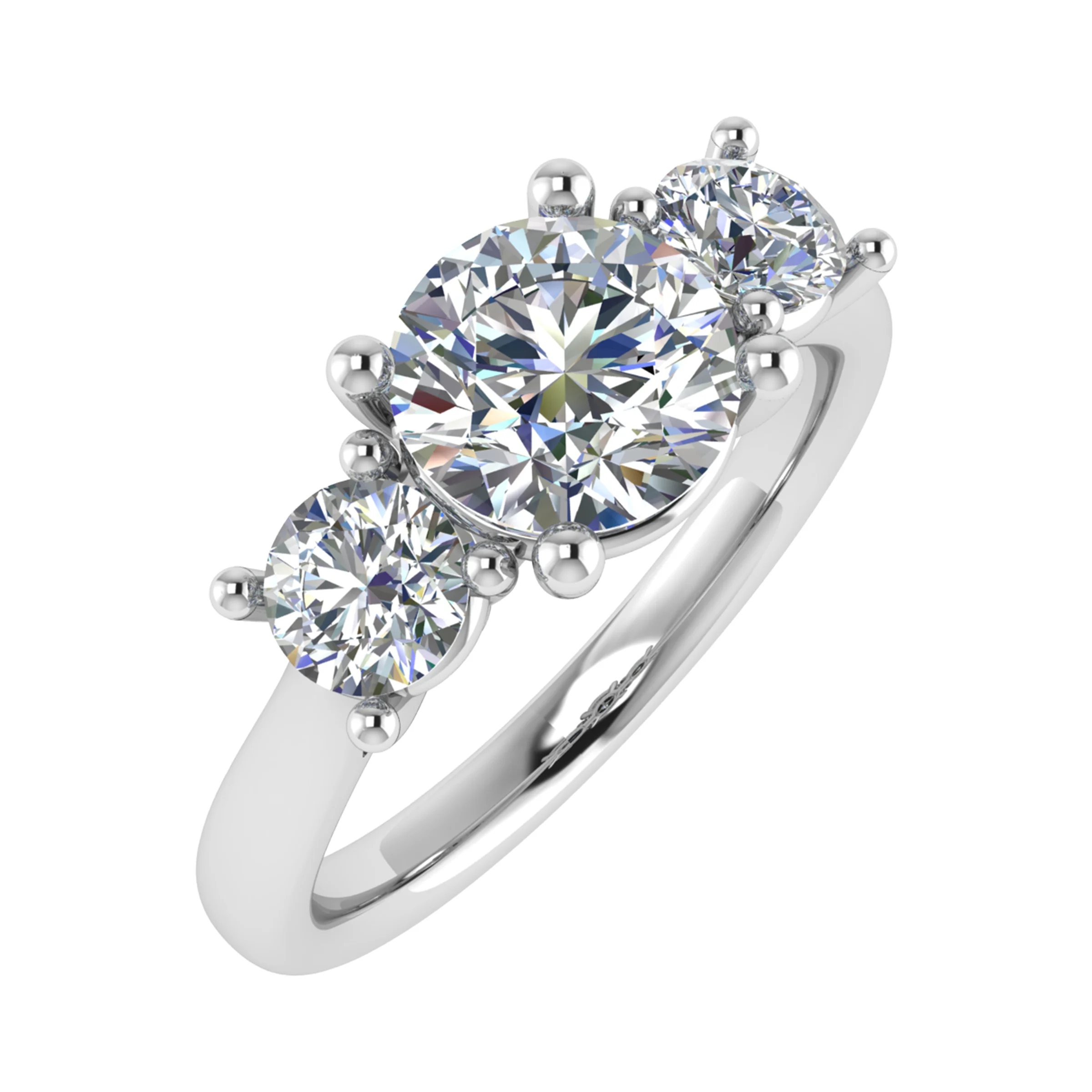 0.33 Ct Lab-Created Round Cut Darlina  Trilogy Ring Diamond Rings in 9K White Gold