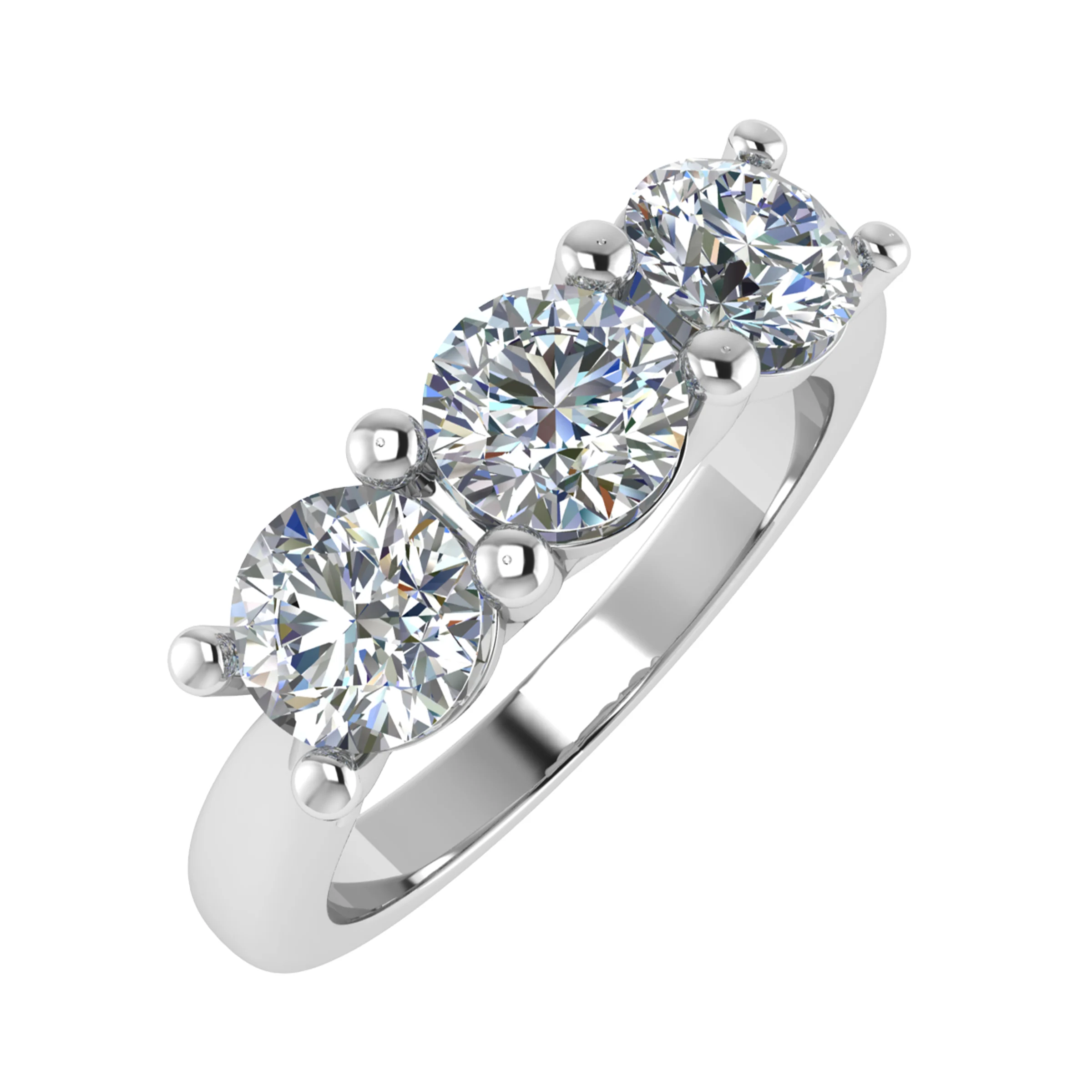 0.5 Ct Lab-Created Round Cut Dawnielle  Trilogy Ring Diamond Rings in 9K White Gold