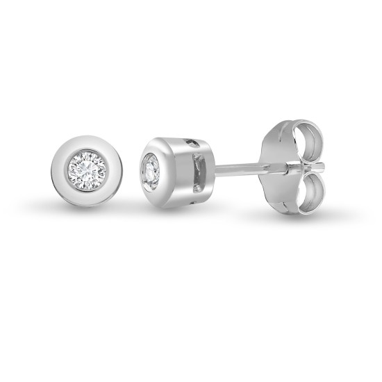 0.1 Ct Natural Round Cut Diamond Earrings in 9K White Gold