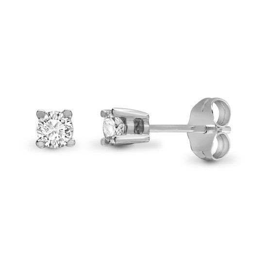 0.1 Ct Natural Round Cut Diamond Earrings in 9K White Gold