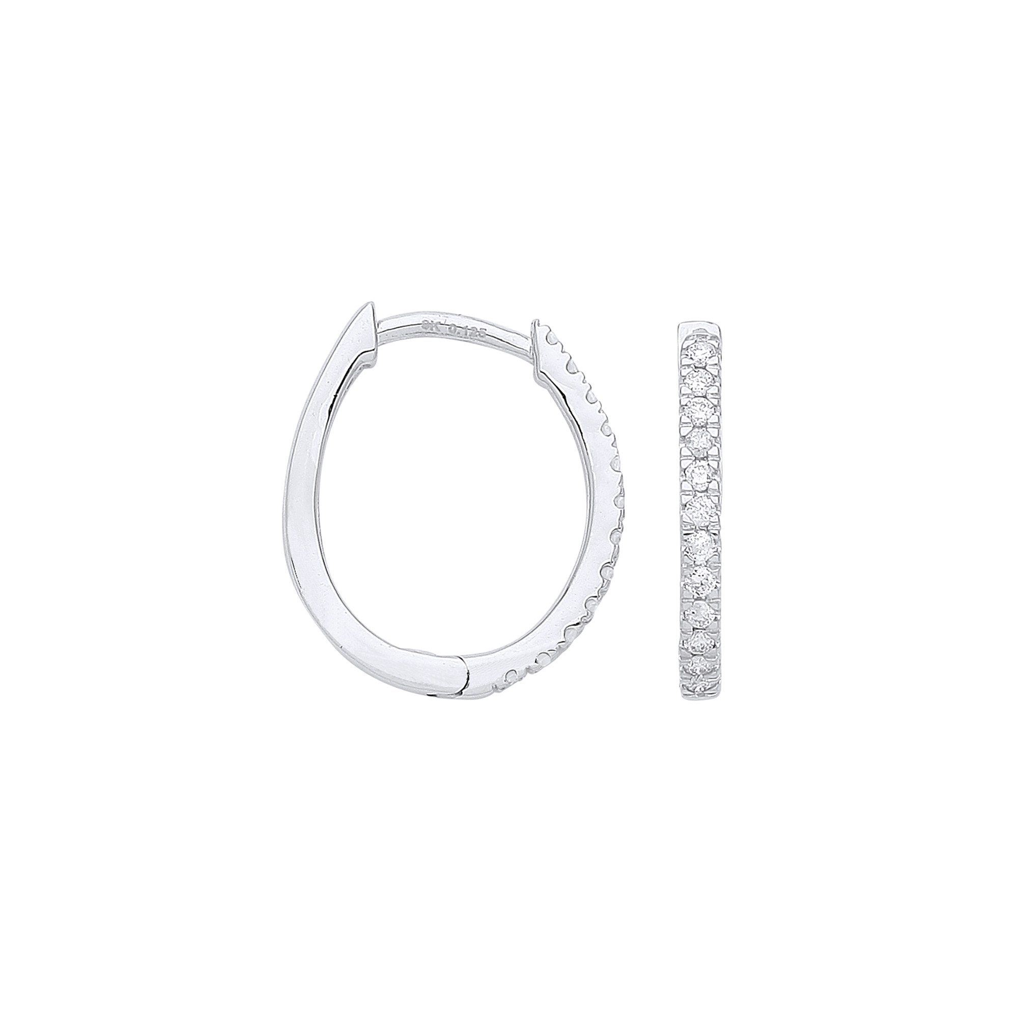 0.25 Ct Natural Round Cut Ruba  Hoop Diamond Earrings in 9K White Gold