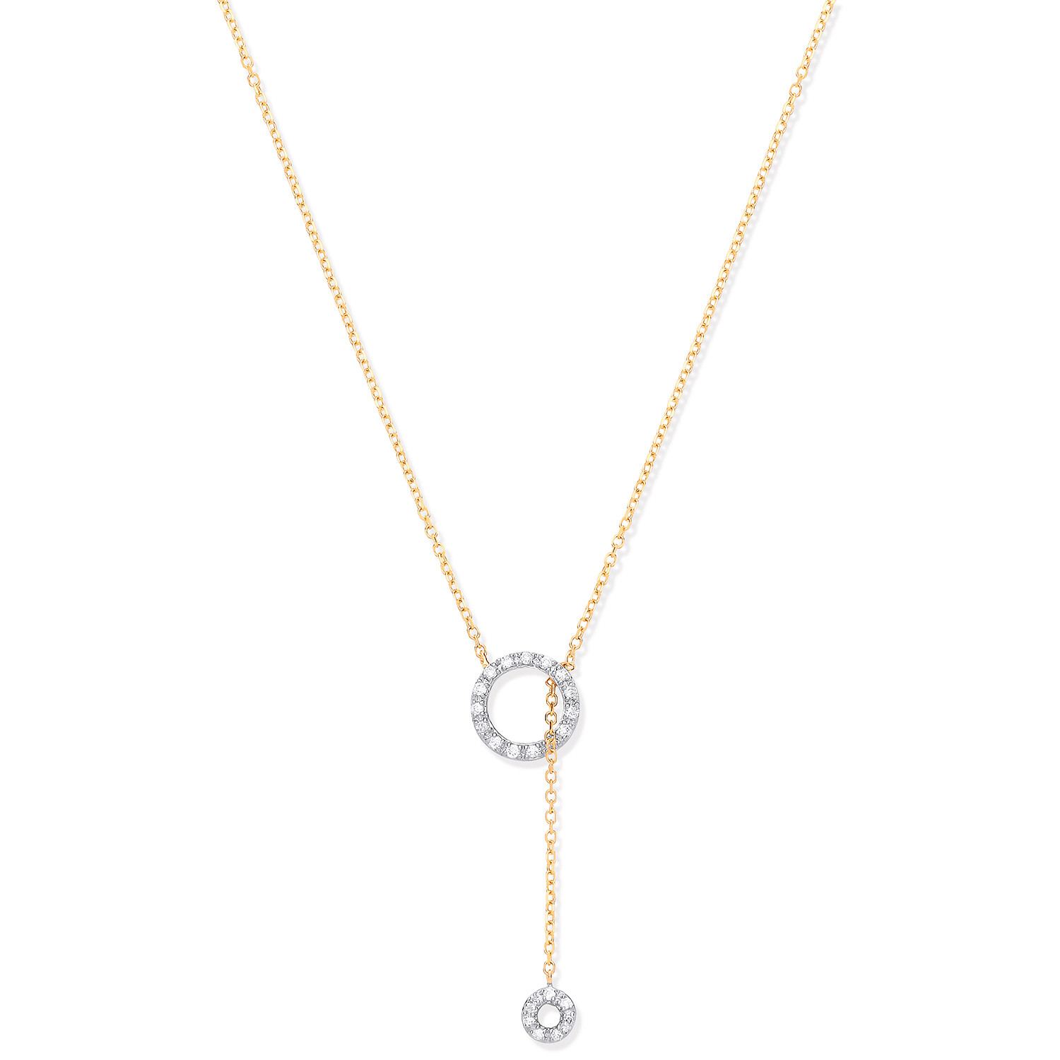 0.09 Ct Natural Diamond Round Cut Ramani  Chain Necklaces in 9K Yellow Gold