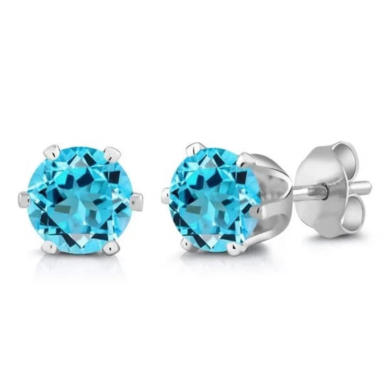 0.50 Carat Blue Topaz Studs Diamond Earrings