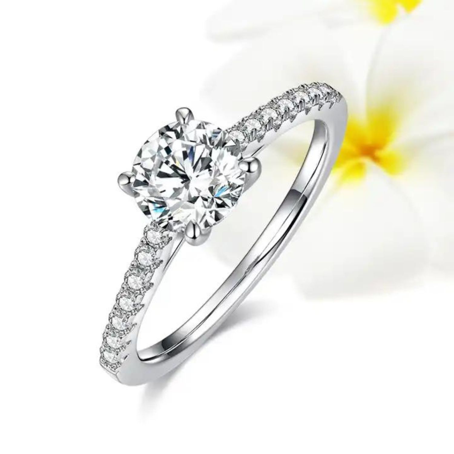 0.33 Carat Lab-Created Diamond Side Stone Engagement Rings