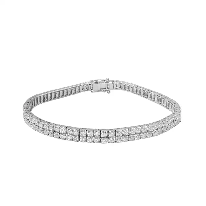 6.2 Ct Lab-Created Diamond Round Cut Suzann  Multi Row Tennis Bracelets in 9K White Gold