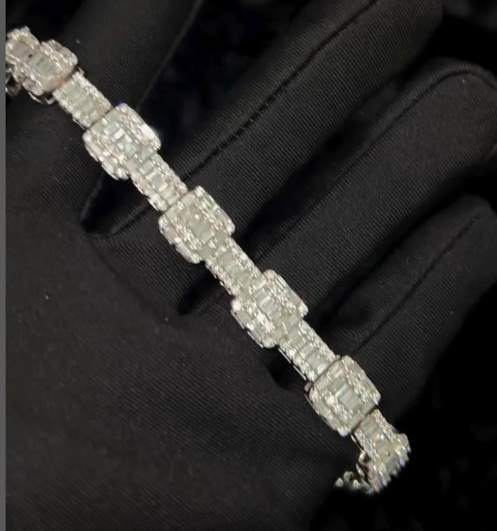 10.5 Ct Natural Diamond Mixed Shape Cut Gracia Designer Bracelets in 18K White Gold