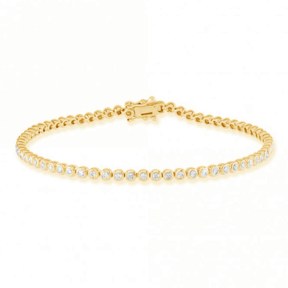 1 Ct Natural Diamond Round Cut Rayah Tennis  For Women Bracelets in 9K Yellow Gold