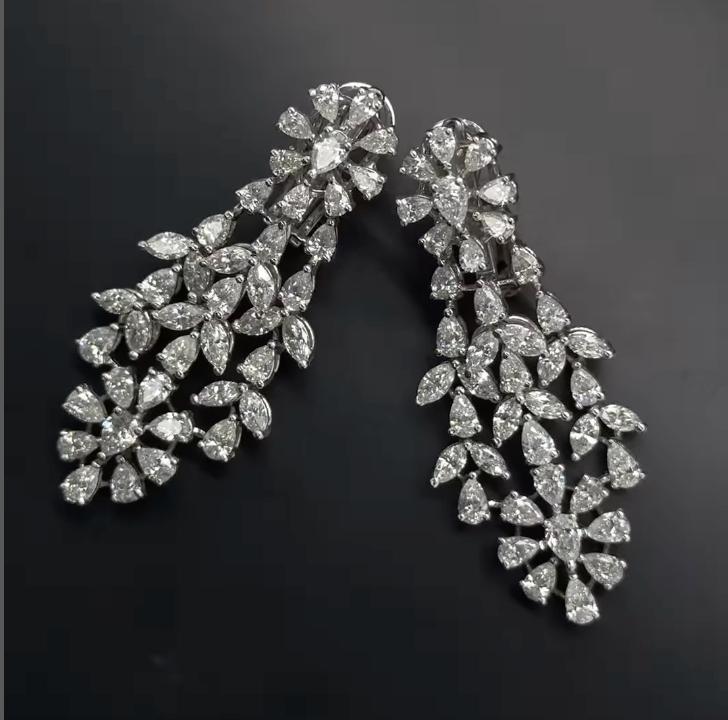 6 Ct Natural Mixed Shape Cut Anciya Designer Diamond Earrings in 18K White Gold