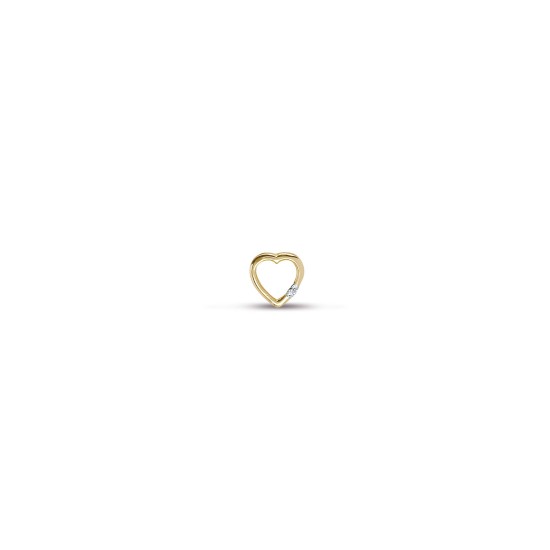 0.01 Ct Natural Diamond Round Cut Arika  Heart Necklaces in 9K Yellow Gold