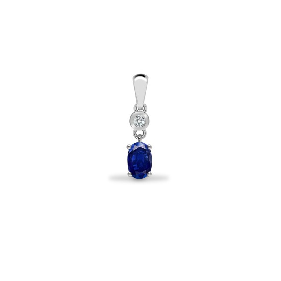 0.7 Ct Blue Sapphire Oval Cut Alanny Gemstone Necklaces in 9K White Gold