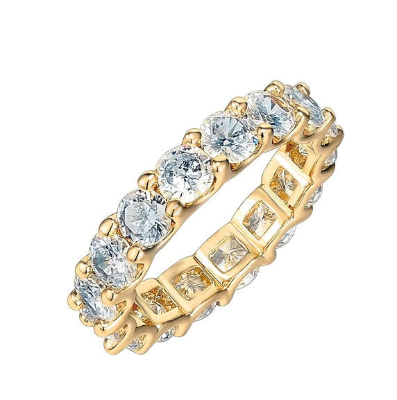 2 Ct Lab-Created Round Cut Cedar Eternity Diamond Rings in 18K Yellow Gold